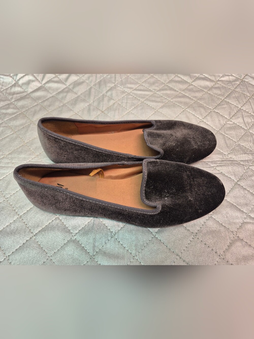 H&M velvet loafers charcoal grey color